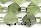 CCB1612 15 inches 10mm faceted green rutilated quartz beads