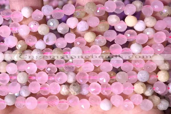 CCB1636 15 inches 6mm faceted teardrop rose quartz beads
