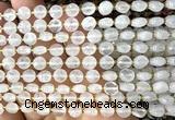 CCB1700 15 inches 6mm faceted coin Angolan white quartz beads