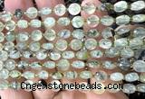 CCB1708 15 inches 6mm faceted coin green rutilated quartz beads