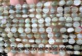 CCB1717 15 inches 6mm faceted coin green rutilated quartz beads