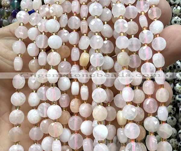 CCB1760 15 inches 6mm faceted coin pink aventurine jade beads