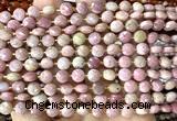 CCB1780 15 inches 6mm faceted coin pink wooden jasper beads