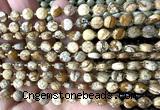 CCB1795 15 inches 6mm faceted coin picture jasper beads