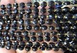 CCB1825 15 inches 6mm faceted coin black obsidian beads
