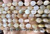 CCB1912 15 inches 8mm faceted coin red rutilated quartz beads