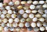 CCB1931 15 inches 8mm faceted coin bamboo leaf agate beads