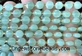 CCB1954 15 inches 8mm faceted coin green aventurine jade beads