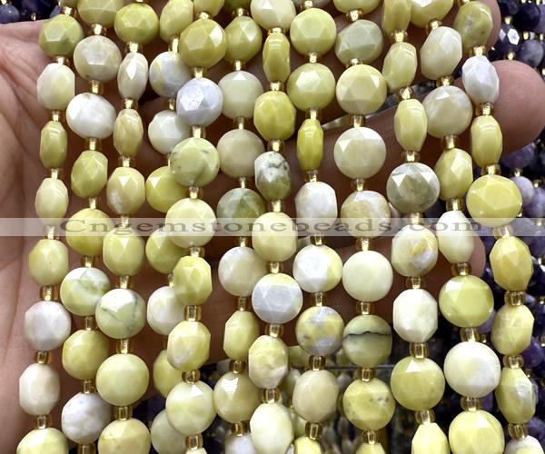 CCB1958 15 inches 8mm faceted coin butter jade beads