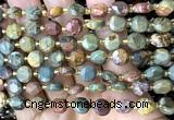 CCB1985 15 inches 8mm faceted coin picasso jasper beads