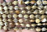 CCB1989 15 inches 8mm faceted coin picture jasper beads