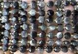 CCB2024 15 inches 8mm faceted coin silver obsidian beads