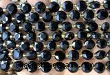 CCB2026 15 inches 8mm faceted coin black obsidian beads