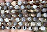 CCB2028 15 inches 8mm faceted coin fossil coral beads