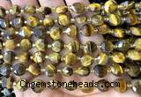 CCB2048 15 inches 8mm faceted coin yellow tiger eye beads