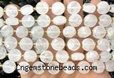 CCB2081 15 inches 10mm faceted coin Angolan white quartz beads