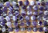 CCB2084 15 inches 10mm faceted coin dogtooth amethyst beads