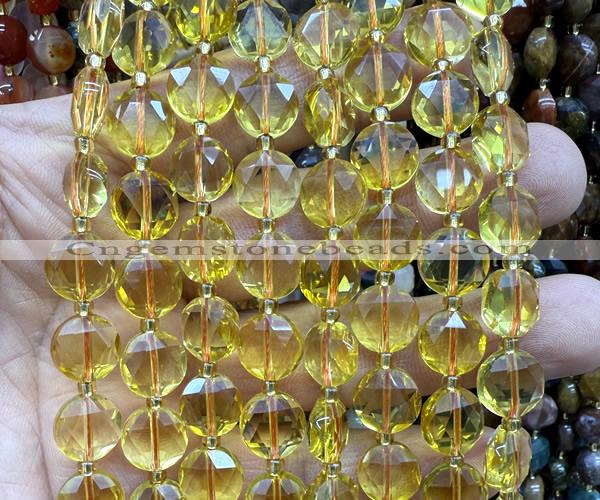 CCB2086 15 inches 10mm faceted coin citrine beads wholesale