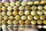 CCB2110 15 inches 10mm faceted coin yellow jade beads