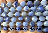 CCB2111 15 inches 10mm faceted coin blue aventurine jade beads