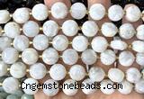 CCB2120 15 inches 10mm faceted coin white crazy lace agate beads