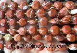 CCB2140 15 inches 10mm faceted coin brecciated jasper beads
