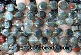 CCB2147 15 inches 10mm faceted coin blood jasper beads