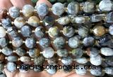 CCB2162 15 inches 10mm faceted coin eagle eye jasper beads