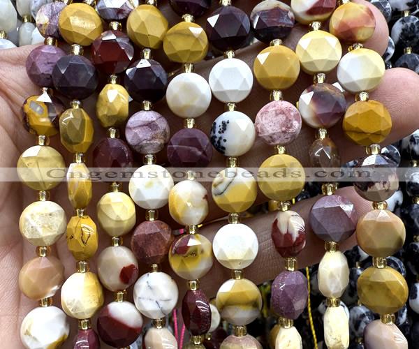CCB2171 15 inches 10mm faceted coin mookaite gemstone beads