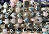 CCB2172 15 inches 10mm faceted coin rhodonite gemstone beads