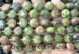 CCB2175 15 inches 10mm faceted coin unakite gemstone beads