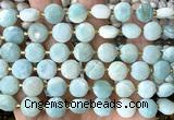 CCB2181 15 inches 10mm faceted coin amazonite beads wholesale