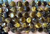 CCB2197 15 inches 10mm faceted coin yellow tiger eye beads
