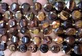 CCB2198 15 inches 10mm faceted coin red tiger eye beads
