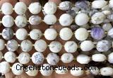 CCB2207 15 inches 10mm faceted coin white opal beads