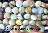 CCB2272 15 inches 15mm flat round matte colorful amazonite beads