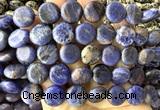 CCB2275 15 inches 15mm flat round matte sodalite beads wholesale