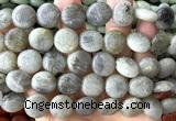CCB2278 15 inches 15mm flat round matte labradorite beads wholesale