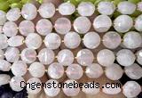 CCB2301 15 inches 12mm faceted coin rose quartz beads