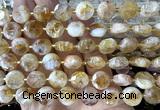 CCB2303 15 inches 12mm faceted coin citrine gemstone beads