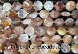 CCB2304 15 inches 12mm faceted coin red quartz gemstone beads
