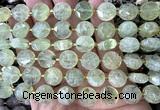 CCB2305 15 inches 12mm faceted coin green rutilated quartz beads