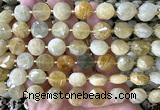 CCB2315 15 inches 12mm faceted coin yellow morganite beads