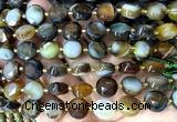CCB2323 15 inches 12mm faceted coin brown banded agate beads