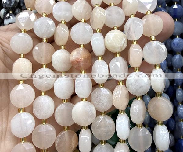 CCB2326 15 inches 12mm faceted coin pink aventurine jade beads