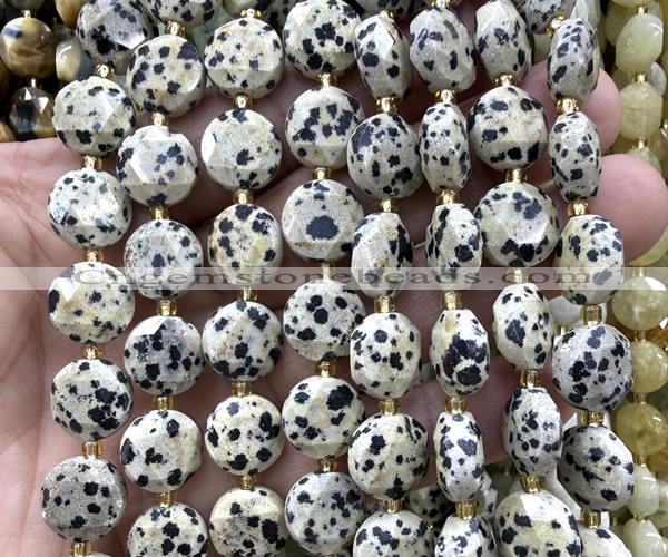 CCB2338 15 inches 12mm faceted coin dalmatian jasper beads