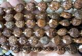 CCB2347 15 inches 12mm faceted coin elephant skin jasper beads
