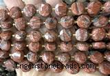 CCB2348 15 inches 12mm faceted coin red sesame jasper beads