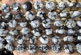 CCB2353 15 inches 12mm faceted coin snowflake obsidian beads