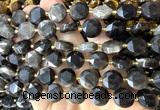 CCB2355 15 inches 12mm faceted coin silver obsidian beads